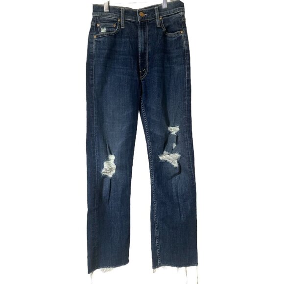 Mother High Waisted Rider Ankle Fray Jeans Size 26 In Wicked Wildflower Wash - Picture 6 of 16
